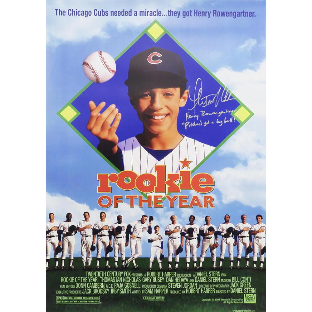 Thomas Ian Nicholas Signed "Rookie of the Year" 11x17 Movie Poster Photo Inscribed "Henry