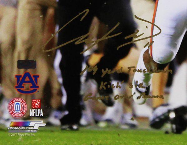 Chris Davis Signed LE Auburn Tigers 20x24 Print on Canvas Inscribed "109 Yard Touchdown Kick Six Game Over Bama" (Radtke) at PristineAuction.com Chris Davis Signed LE Auburn Tigers 20x24 Print on Canvas Inscribed "109 Yard Touchdown Kick Six Game Over Bama" (Radtke) at PristineAuction.com
