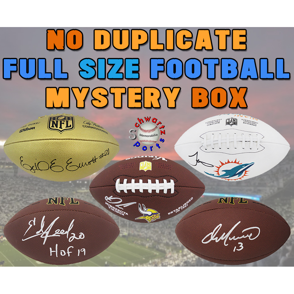 Schwartz Sports NO DUPLICATES Signed FullSize Football Mystery Box