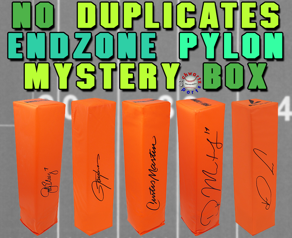 Schwartz Sports NO DUPLICATES Signed Football Endzone Pylon Mystery Box ...