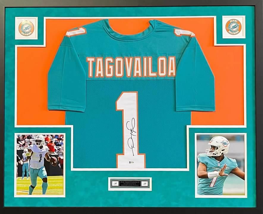 Tua Tagovailoa Signed Custom Framed Jersey Display (Beckett) at PristineAuction.com Tua Tagovailoa Signed Custom Framed Jersey Display (Beckett) at PristineAuction.com