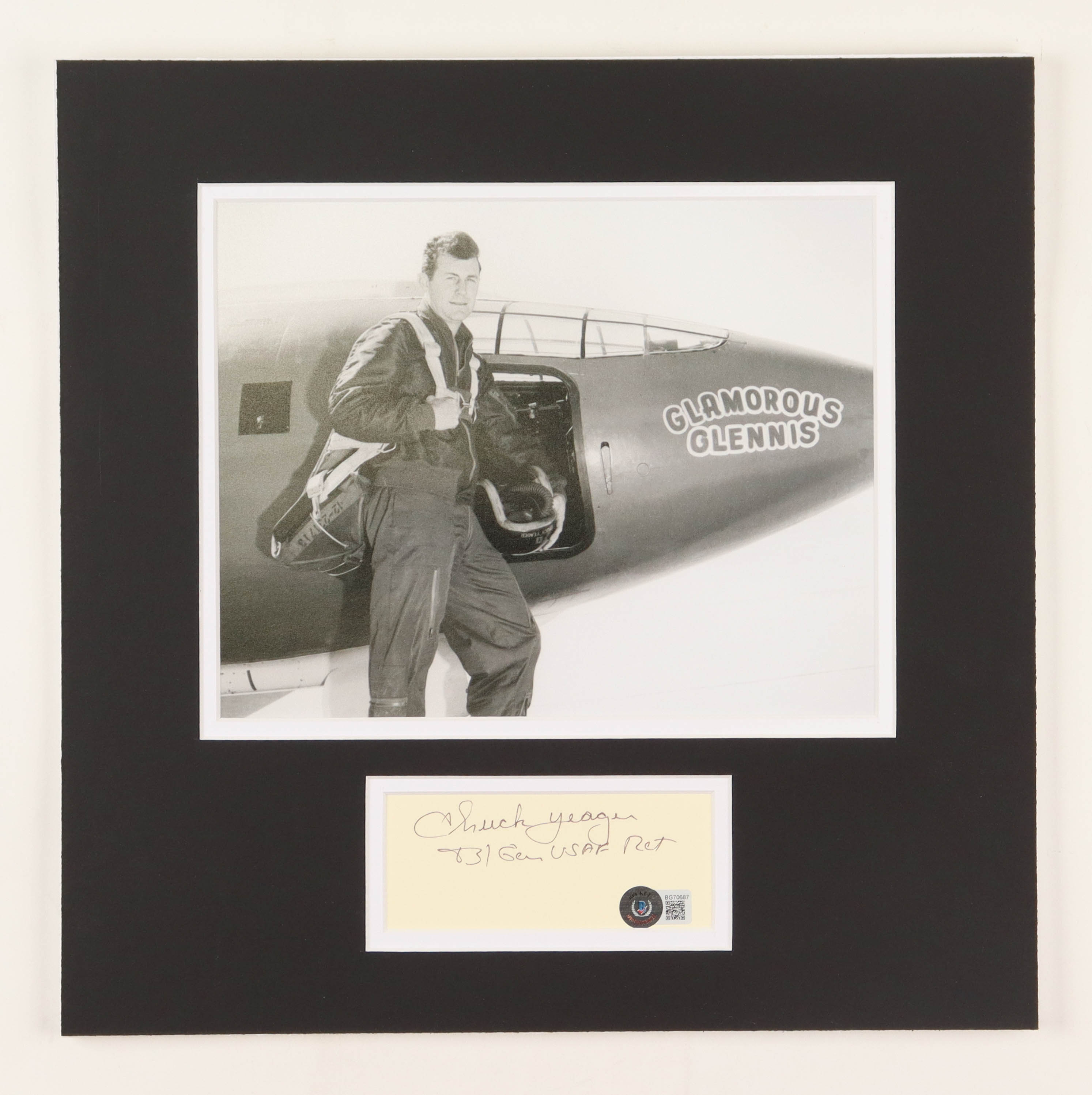 Chuck Yeager Signed 14x14 Custom Matted Cut Display Inscribed "Br Gen USAF Ret" (Beckett) at PristineAuction.com Chuck Yeager Signed 14x14 Custom Matted Cut Display Inscribed "Br Gen USAF Ret" (Beckett) at PristineAuction.com