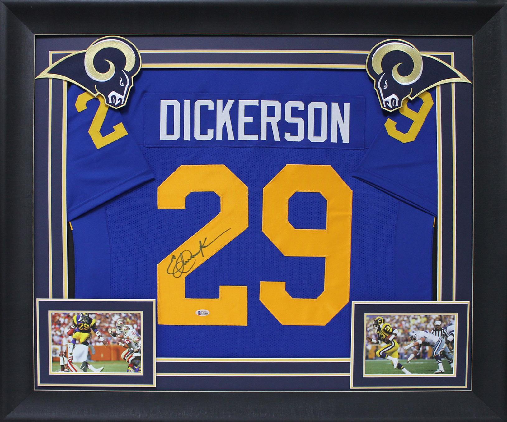 Eric Dickerson Signed Custom Framed Jersey Display Inscribed "HOF 99" (Beckett) at PristineAuction.com Eric Dickerson Signed Custom Framed Jersey Display Inscribed "HOF 99" (Beckett) at PristineAuction.com