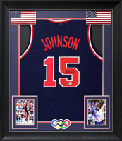 Magic Johnson Signed Custom Framed Jersey Display (Beckett) at PristineAuction.com