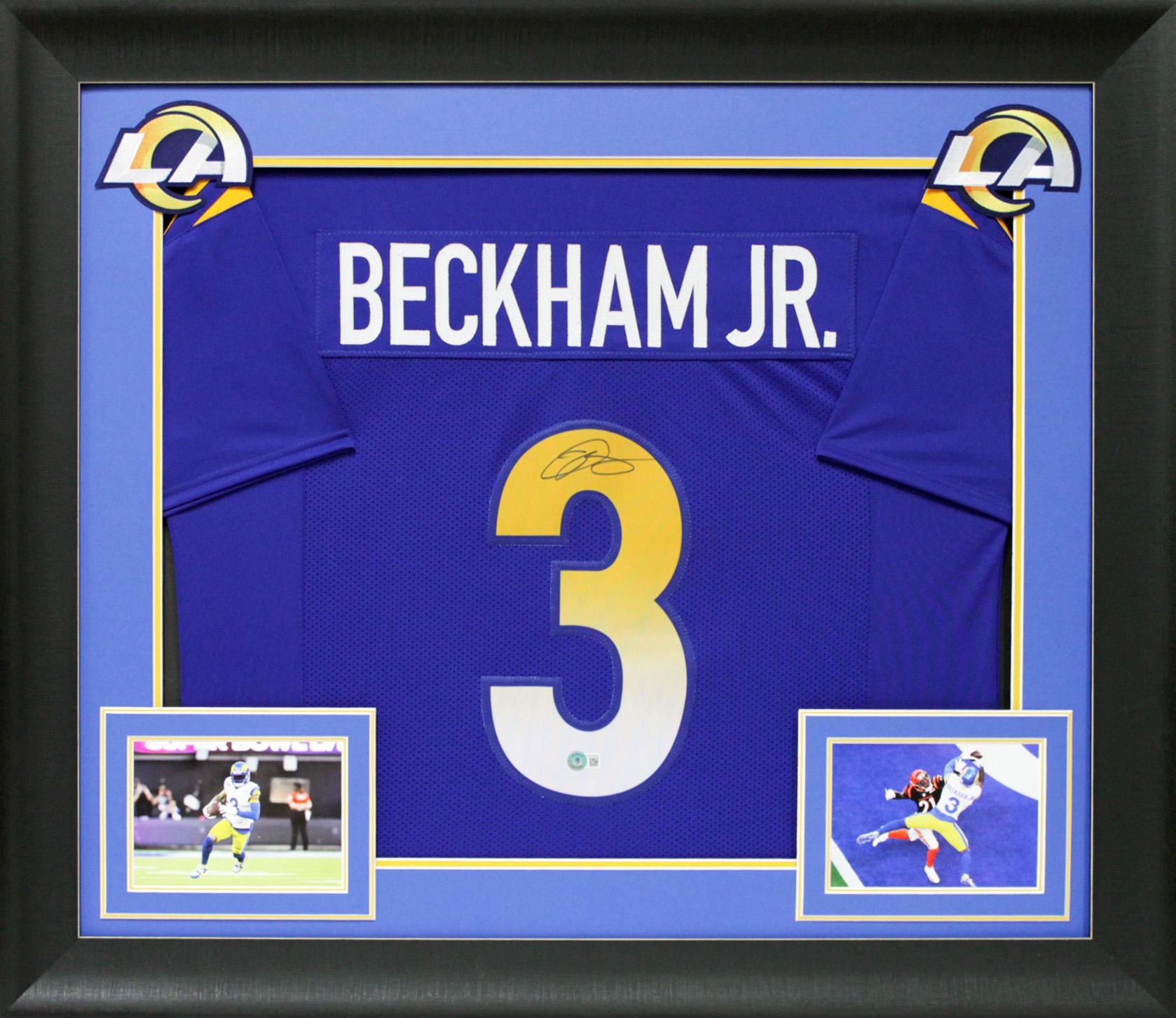 Odell Beckham Jr. Signed Custom Framed Jersey Display (Beckett) at PristineAuction.com Odell Beckham Jr. Signed Custom Framed Jersey Display (Beckett) at PristineAuction.com
