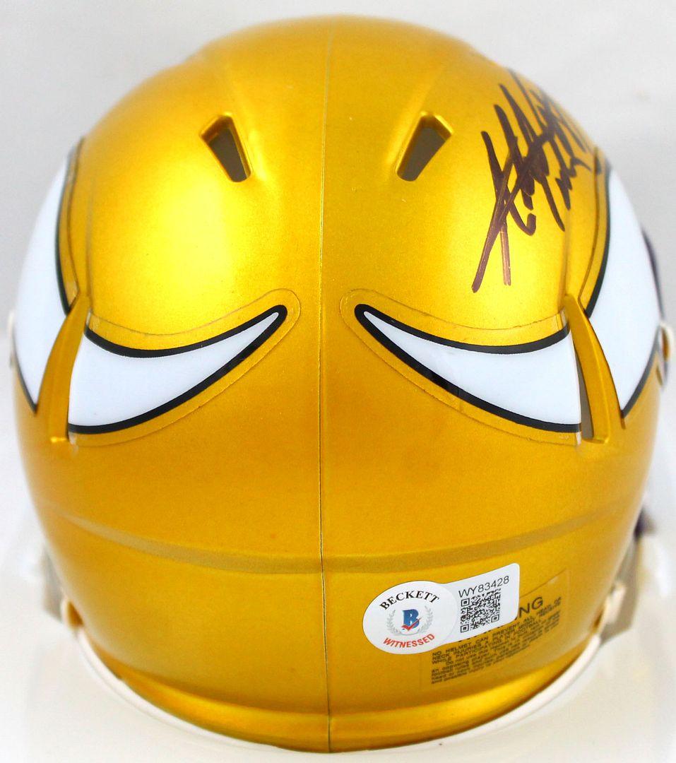 Adrian Peterson Signed Vikings Flash Alternate Speed Mini Helmet Inscribed "2012 NFL MVP" (Beckett) at PristineAuction.com Adrian Peterson Signed Vikings Flash Alternate Speed Mini Helmet Inscribed "2012 NFL MVP" (Beckett) at PristineAuction.com