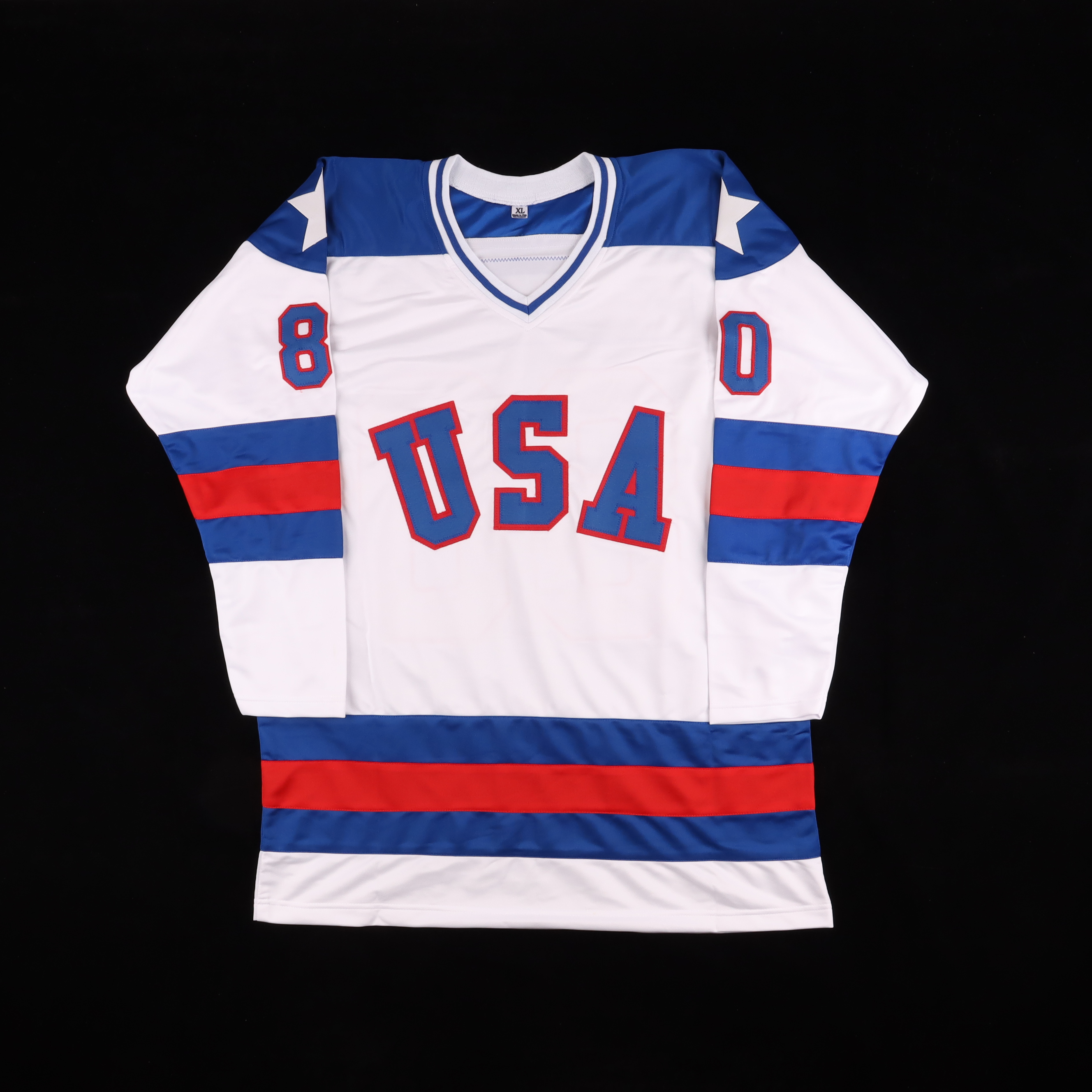 1980 Team USA Hockey "Miracle on Ice" Jersey Signed by (19) with Mike Eruzione, Jim Craig, Ken Morrow, Buzz Schneider Inscribed "Do You Believe In Miracles?" (Beckett) at PristineAuction.com 1980 Team USA Hockey "Miracle on Ice" Jersey Signed by (19) with Mike Eruzione, Jim Craig, Ken Morrow, Buzz Schneider Inscribed "Do You Believe In Miracles?" (Beckett) at PristineAuction.com