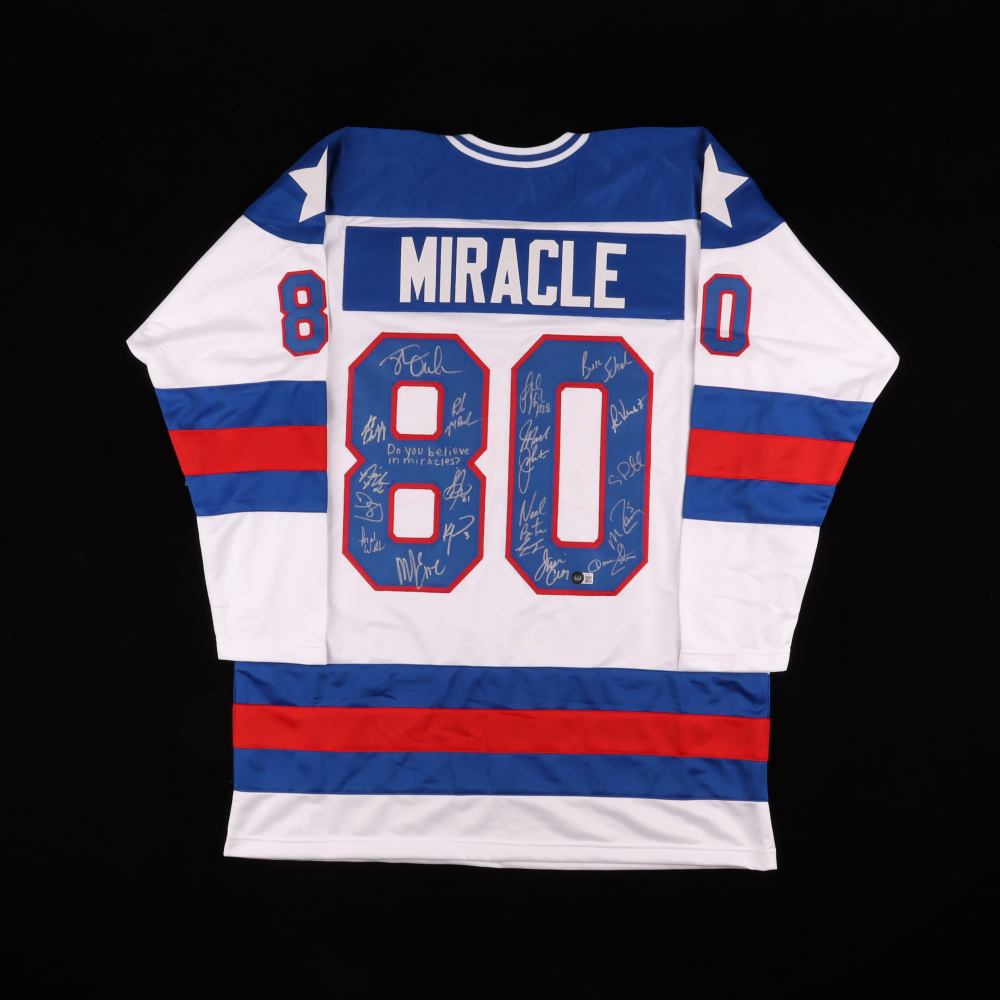 1980 Team USA Hockey "Miracle on Ice" Jersey Signed by (19) with Mike