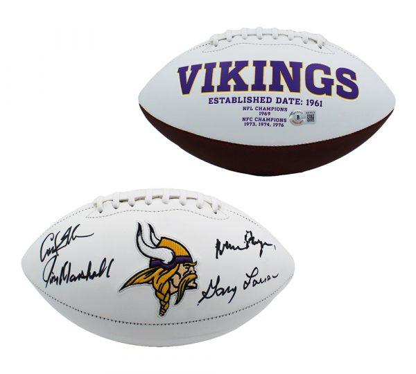 "Purple People Eaters" Vikings Logo Football Signed by (4) with Gary Larsen, Carl Eller, Jim Marshall & Alan Page (Beckett) at PristineAuction.com "Purple People Eaters" Vikings Logo Football Signed by (4) with Gary Larsen, Carl Eller, Jim Marshall & Alan Page (Beckett) at PristineAuction.com