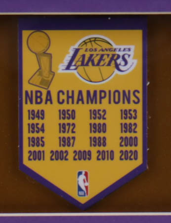 Kobe Bryant Lakers 32x36 Custom Framed Jersey Display with Lakers Mini Metal Championship Banner at PristineAuction.com Kobe Bryant Lakers 32x36 Custom Framed Jersey Display with Lakers Mini Metal Championship Banner at PristineAuction.com