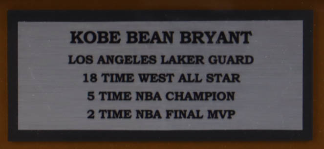 Kobe Bryant Lakers 32x36 Custom Framed Jersey Display with Lakers Mini Metal Championship Banner at PristineAuction.com Kobe Bryant Lakers 32x36 Custom Framed Jersey Display with Lakers Mini Metal Championship Banner at PristineAuction.com