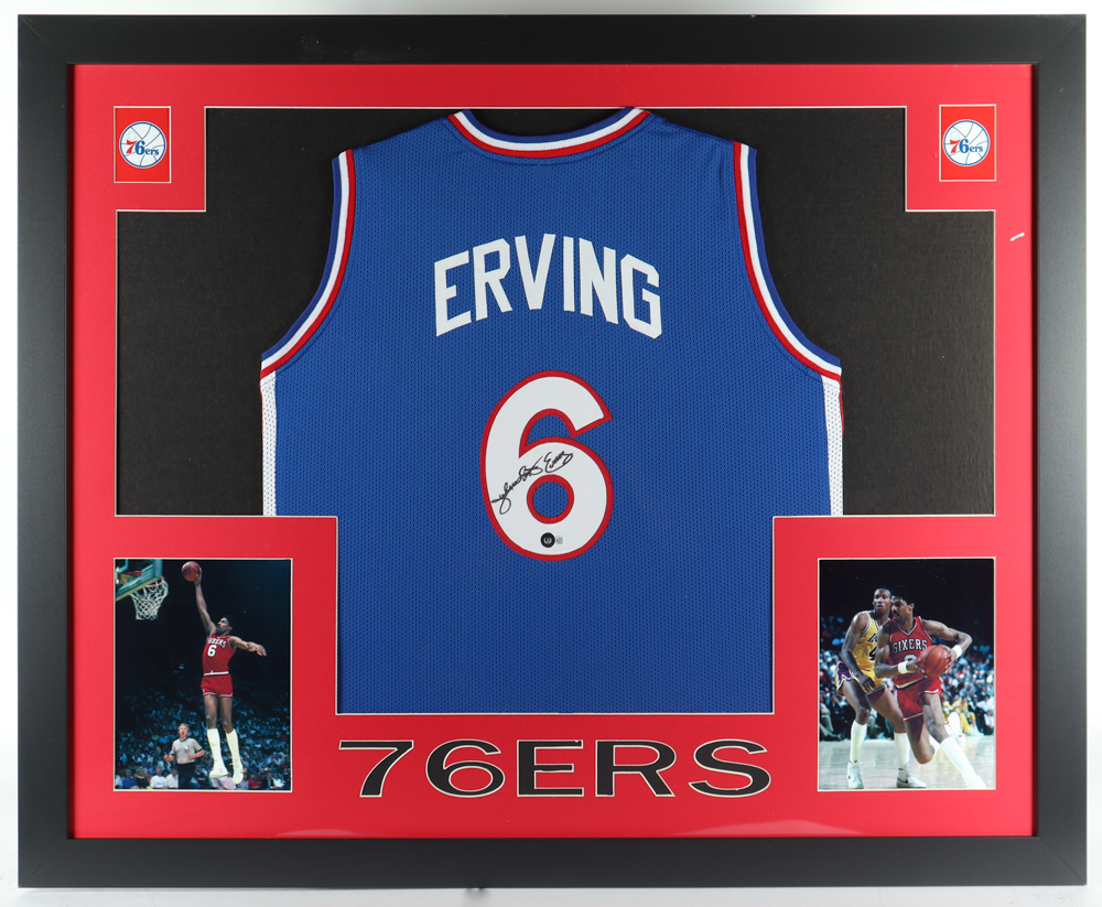 Julius Erving Signed Custom Framed Jersey Display (Beckett) at PristineAuction.com Julius Erving Signed Custom Framed Jersey Display (Beckett) at PristineAuction.com