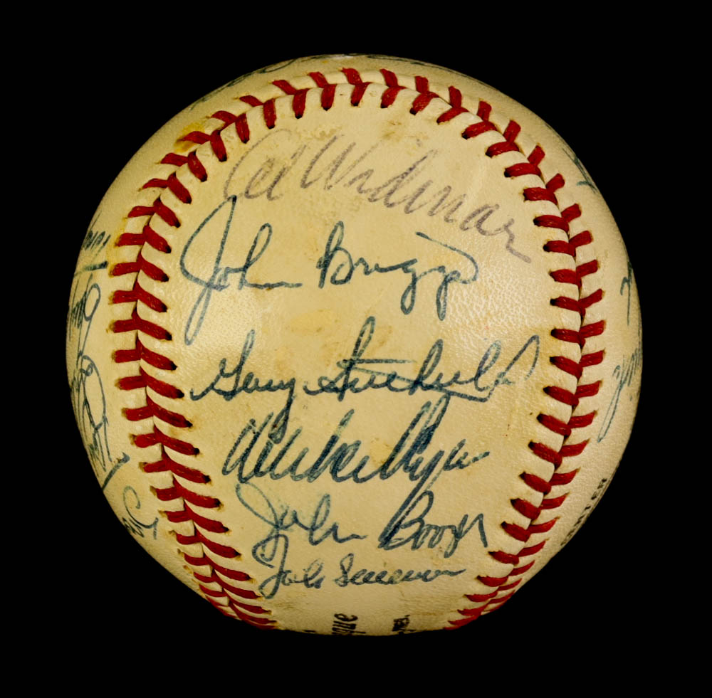 1968 Phillies ONL Baseball Singed By (20) with Dick Allen, Rick Wise, Mike Ryan, Bob Skinner with Display Case (PSA) at PristineAuction.com 1968 Phillies ONL Baseball Singed By (20) with Dick Allen, Rick Wise, Mike Ryan, Bob Skinner with Display Case (PSA) at PristineAuction.com