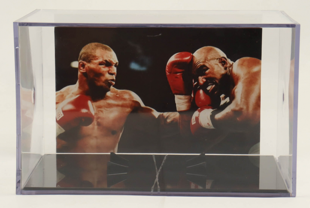 Mike Tyson Signed Everlast Rose Gold Boxing Glove with Photo Display