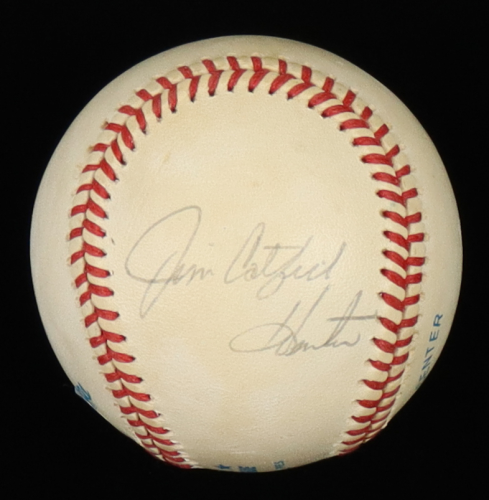 Jim "Catfish" Hunter Signed OAL Baseball with Display Case (PSA