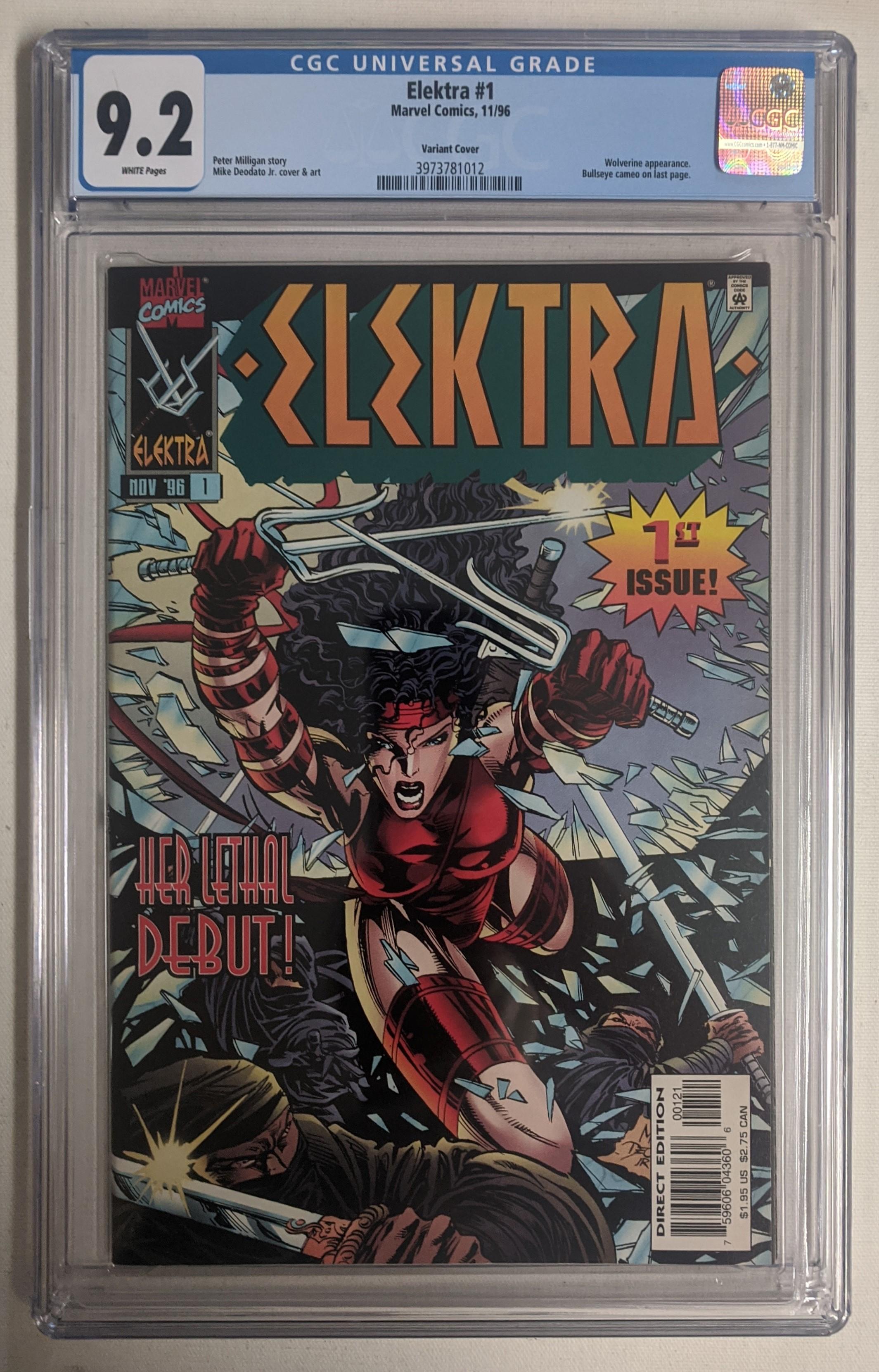 1996 "Elektra" Issue #1C Variant Cover Marvel Comic Book (CGC 9.2) at PristineAuction.com 1996 "Elektra" Issue #1C Variant Cover Marvel Comic Book (CGC 9.2) at PristineAuction.com