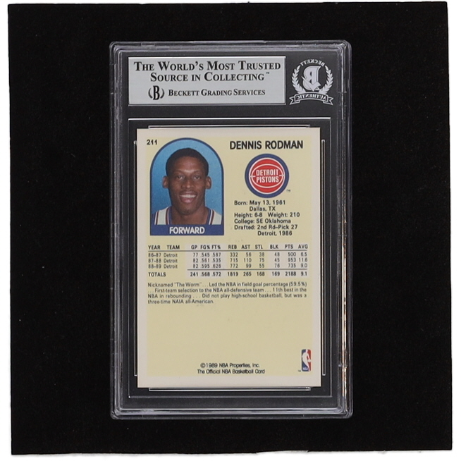 Dennis Rodman Signed 1989-90 Hoops #211 (BGS) at PristineAuction.com Dennis Rodman Signed 1989-90 Hoops #211 (BGS) at PristineAuction.com