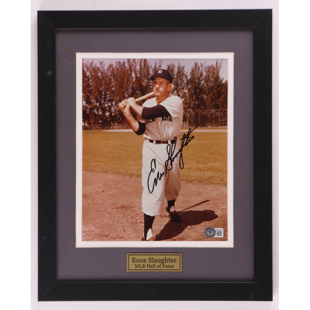 Enos Slaughter Signed Custom Framed Photo Display (Beckett) Pristine