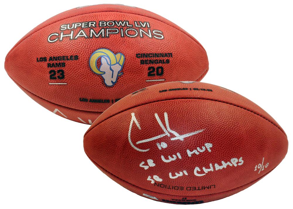 Cooper Kupp Signed LE Rams Super Bowl LVI Champions Football Inscribed "SB LVI Champs" & "SB LVI MVP" (Fanatics) at PristineAuction.com Cooper Kupp Signed LE Rams Super Bowl LVI Champions Football Inscribed "SB LVI Champs" & "SB LVI MVP" (Fanatics) at PristineAuction.com