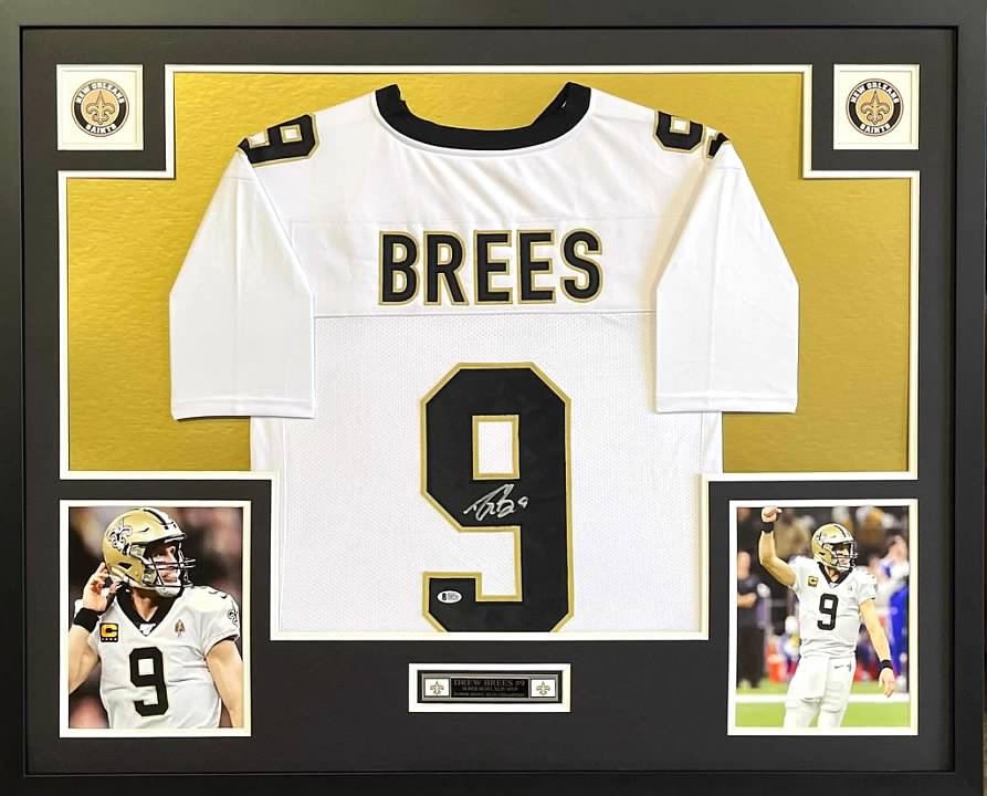 Drew Brees Signed Saints Custom Framed Jersey Display (Beckett) at PristineAuction.com Drew Brees Signed Saints Custom Framed Jersey Display (Beckett) at PristineAuction.com