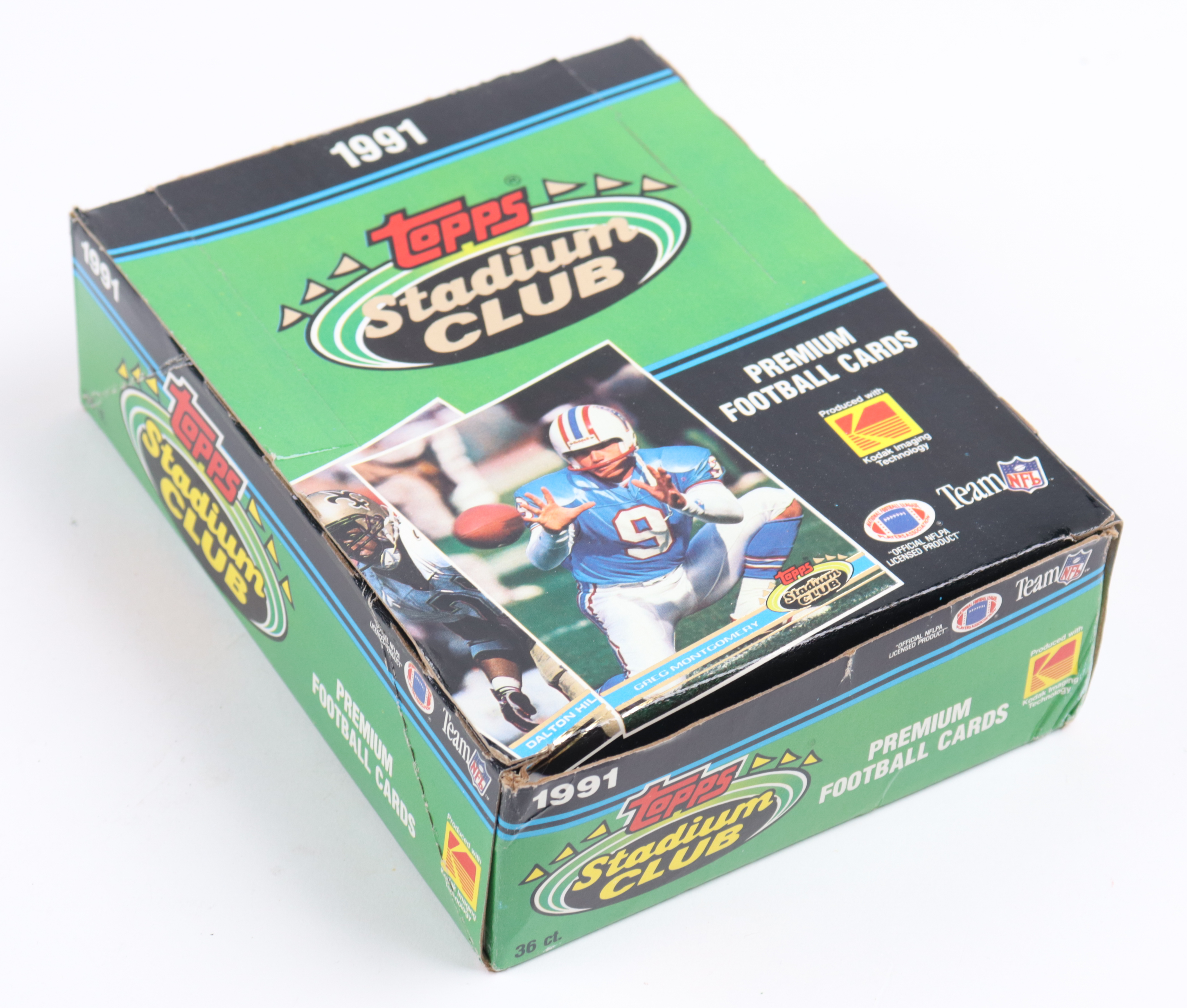 1991 Topps Stadium Club Football Wax Box with (36) Packs at PristineAuction.com 1991 Topps Stadium Club Football Wax Box with (36) Packs at PristineAuction.com