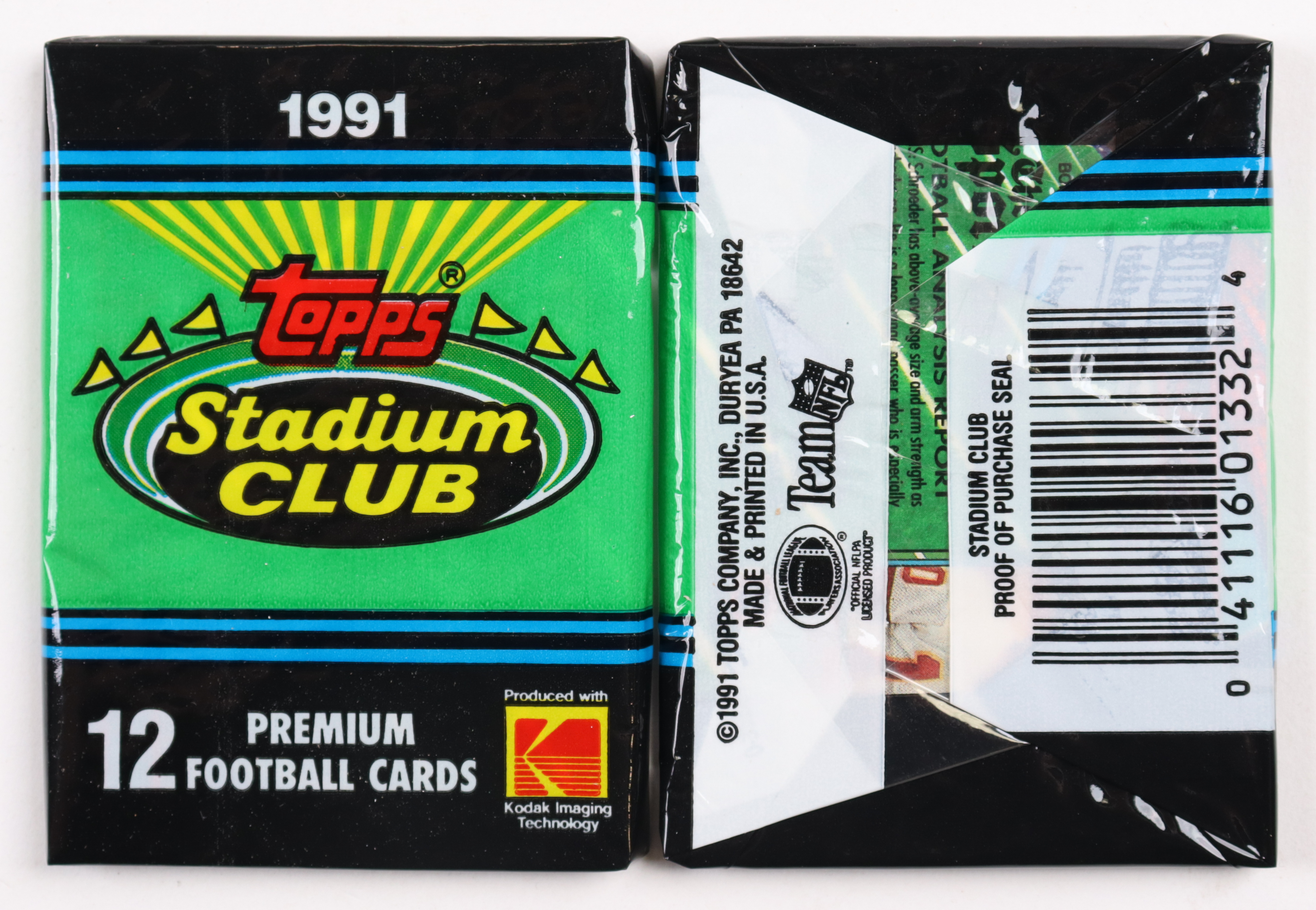 1991 Topps Stadium Club Football Wax Box with (36) Packs at PristineAuction.com 1991 Topps Stadium Club Football Wax Box with (36) Packs at PristineAuction.com