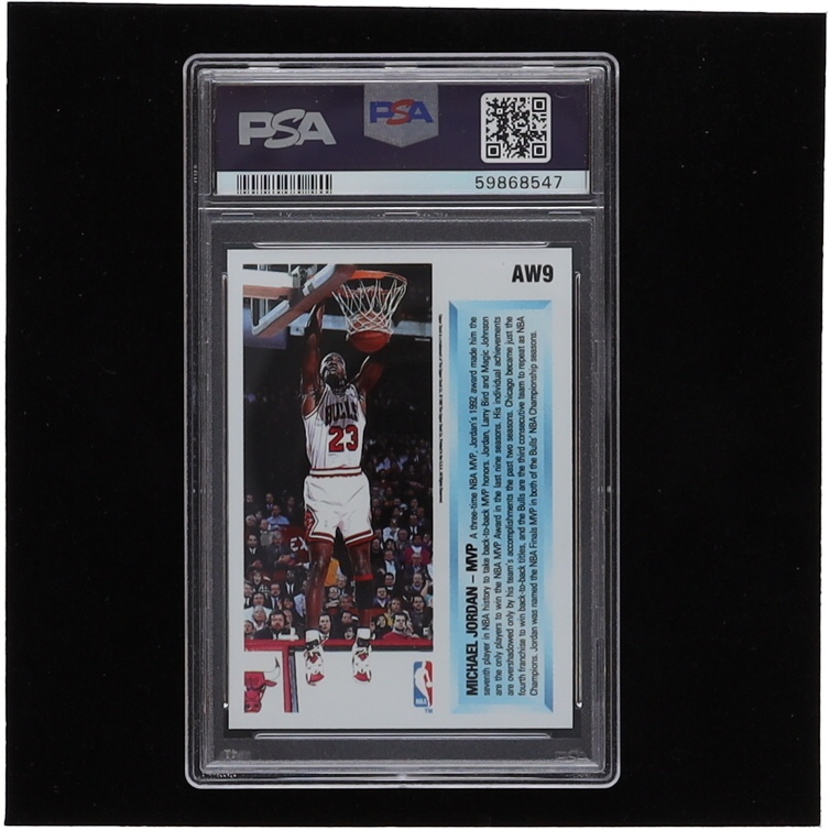 Michael Jordan 1992-93 Upper Deck Award Winner Holograms #AW9 Most Valuable Player (PSA 9) at PristineAuction.com Michael Jordan 1992-93 Upper Deck Award Winner Holograms #AW9 Most Valuable Player (PSA 9) at PristineAuction.com
