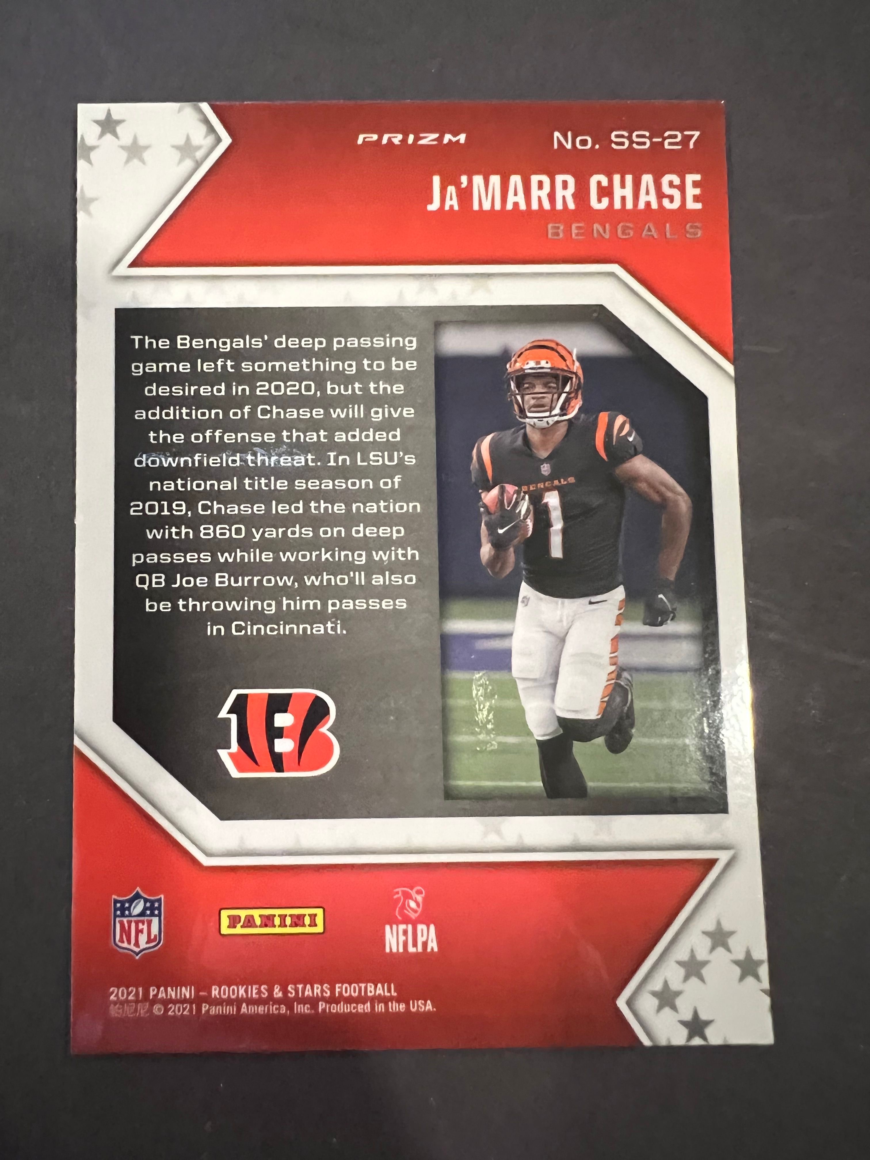 Ja'Marr Chase 2021 Rookies and Stars Star Studded #27 RC at PristineAuction.com Ja'Marr Chase 2021 Rookies and Stars Star Studded #27 RC at PristineAuction.com