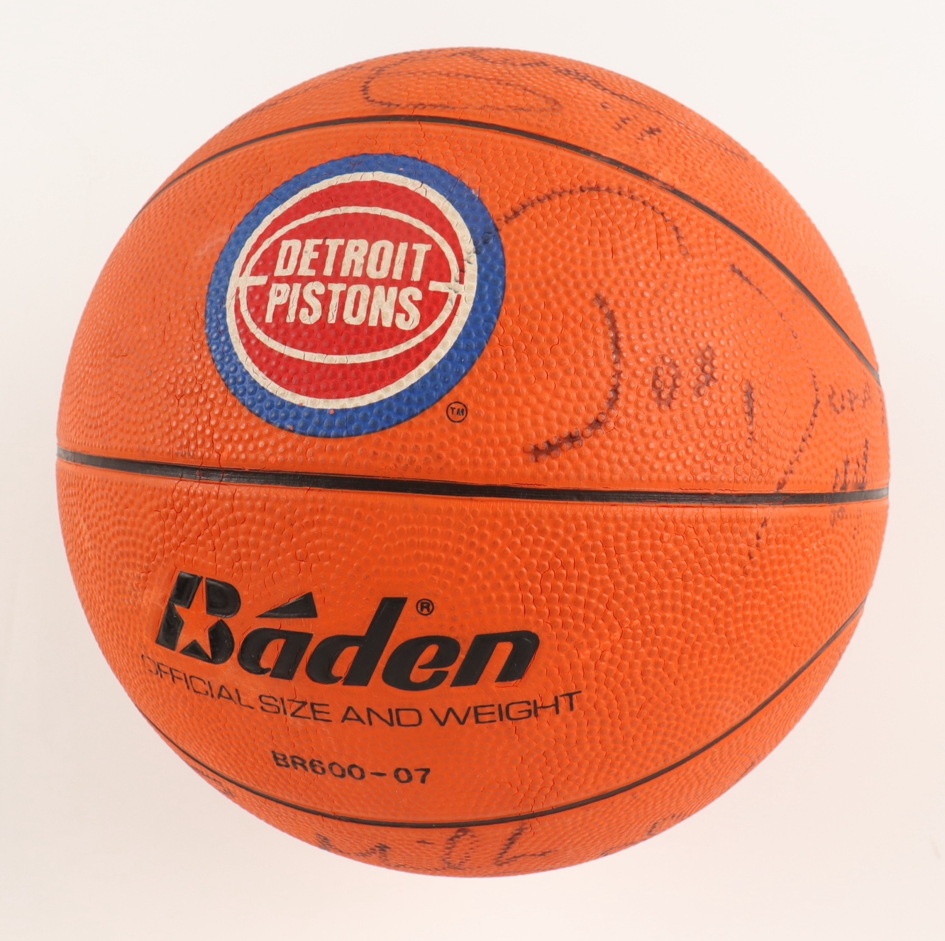 Pistons Logo NBA Basketball Signed by (7) with Dennis Rodman, Isiah Thomas, Terry Mills, Joe Dumars (JSA) at PristineAuction.com Pistons Logo NBA Basketball Signed by (7) with Dennis Rodman, Isiah Thomas, Terry Mills, Joe Dumars (JSA) at PristineAuction.com