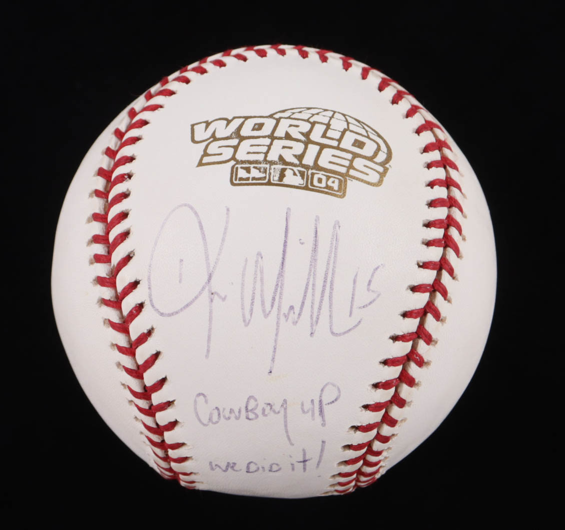 Kevin Millar Signed 2004 World Series Baseball Inscribed "Cowboy Up" & "We Did It!" (Beckett) at PristineAuction.com Kevin Millar Signed 2004 World Series Baseball Inscribed "Cowboy Up" & "We Did It!" (Beckett) at PristineAuction.com