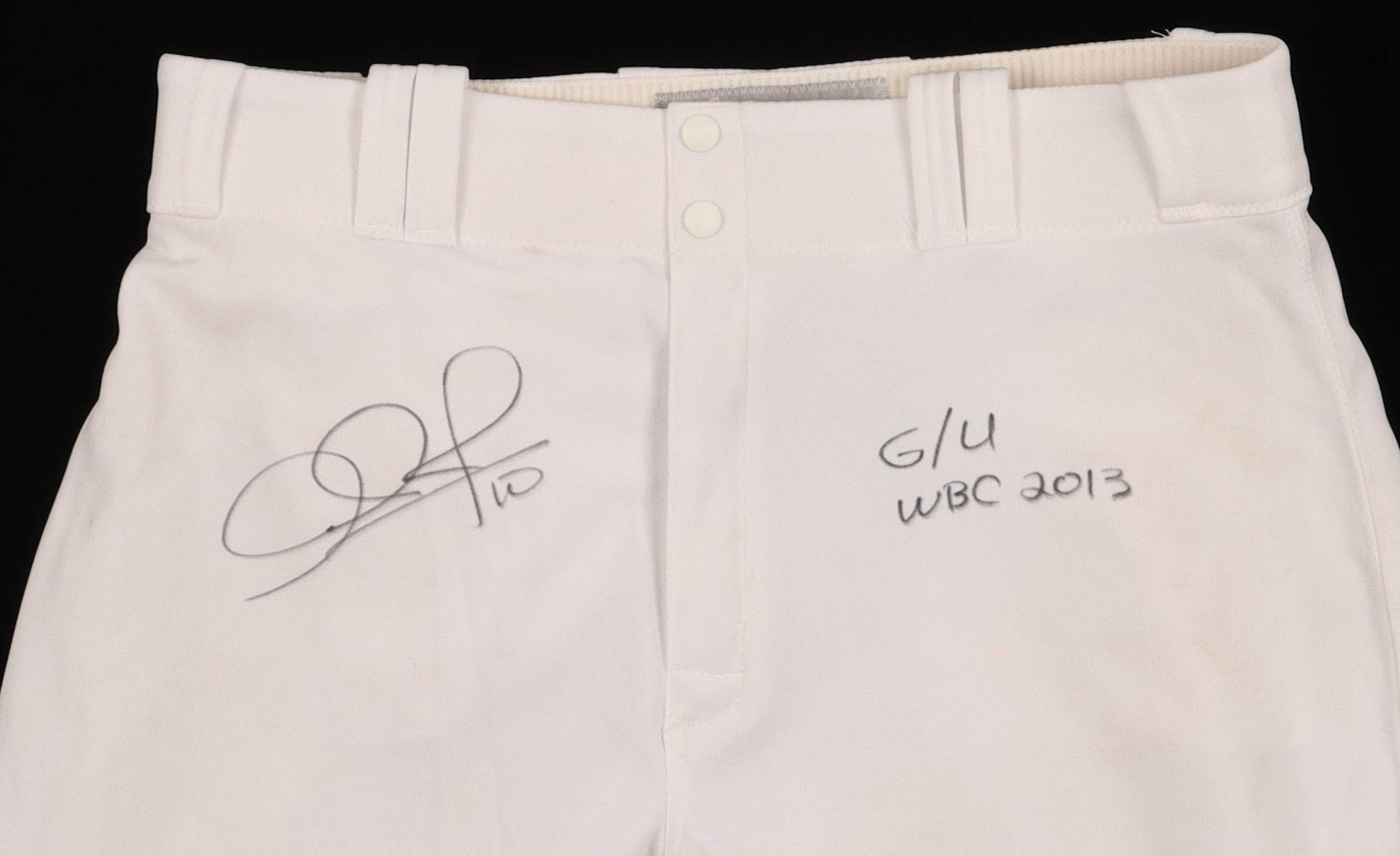 Adam Jones Signed Game-Used Pants Inscribed "G/U WBC 2013" (JSA) at PristineAuction.com Adam Jones Signed Game-Used Pants Inscribed "G/U WBC 2013" (JSA) at PristineAuction.com