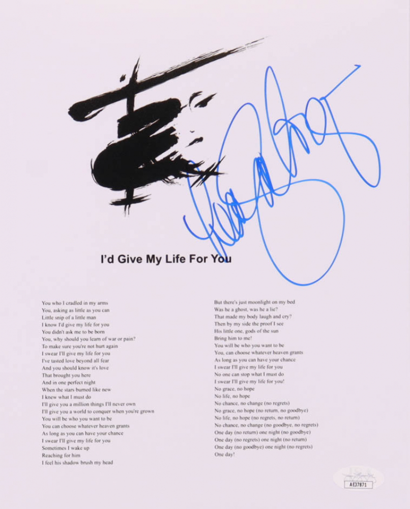 Lea Salonga Signed "I'd Give My Life For You" 8x10 Lyric Sheet (JSA