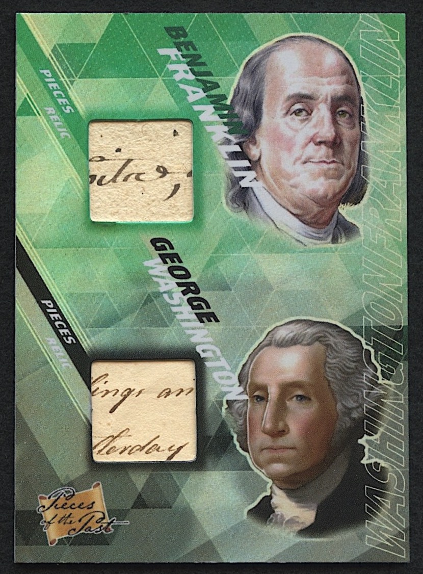 Benjamin Franklin / George Washington 2022 Pieces of the Past Authentic Dual Relic at PristineAuction.com Benjamin Franklin / George Washington 2022 Pieces of the Past Authentic Dual Relic at PristineAuction.com