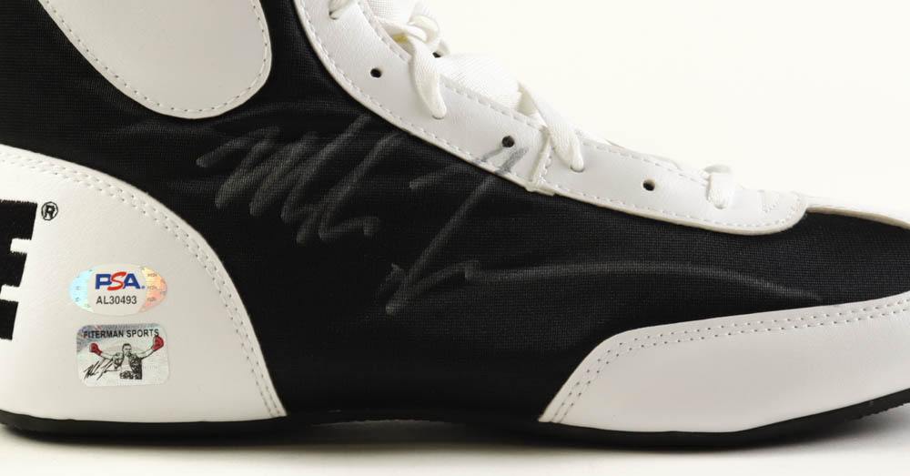 Mike Tyson Signed Title Boxing Shoe with Display Case (PSA & Tyson) at PristineAuction.com Mike Tyson Signed Title Boxing Shoe with Display Case (PSA & Tyson) at PristineAuction.com