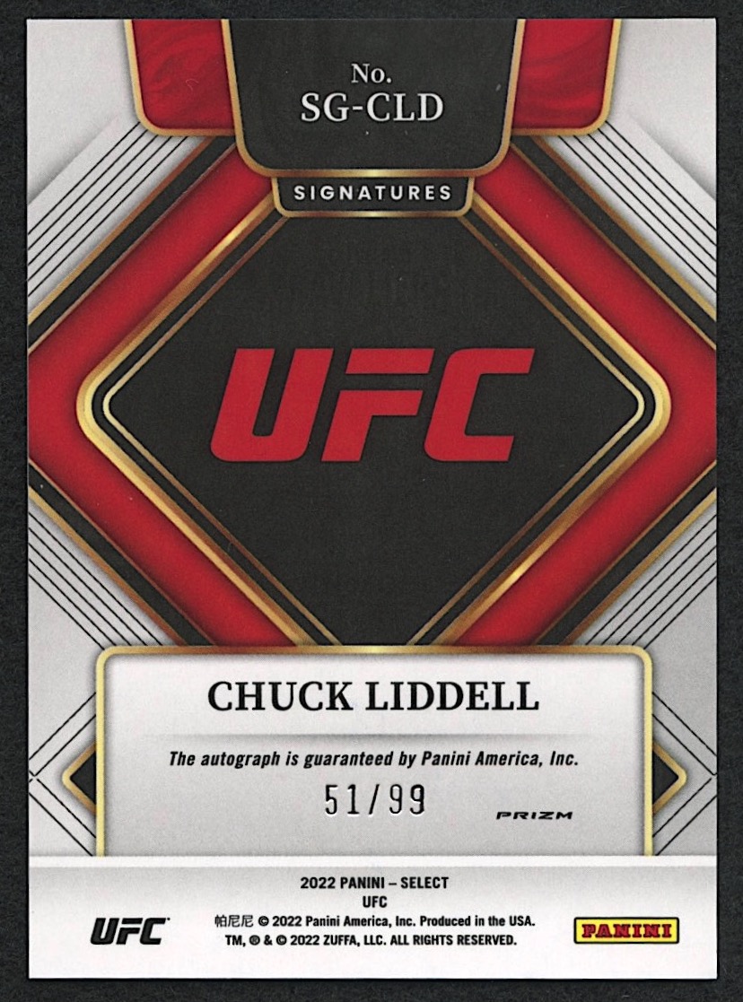 Chuck Liddell 2022 Select UFC Signatures Prizms Red #SGCLD Autograph #51/99 at PristineAuction.com Chuck Liddell 2022 Select UFC Signatures Prizms Red #SGCLD Autograph #51/99 at PristineAuction.com