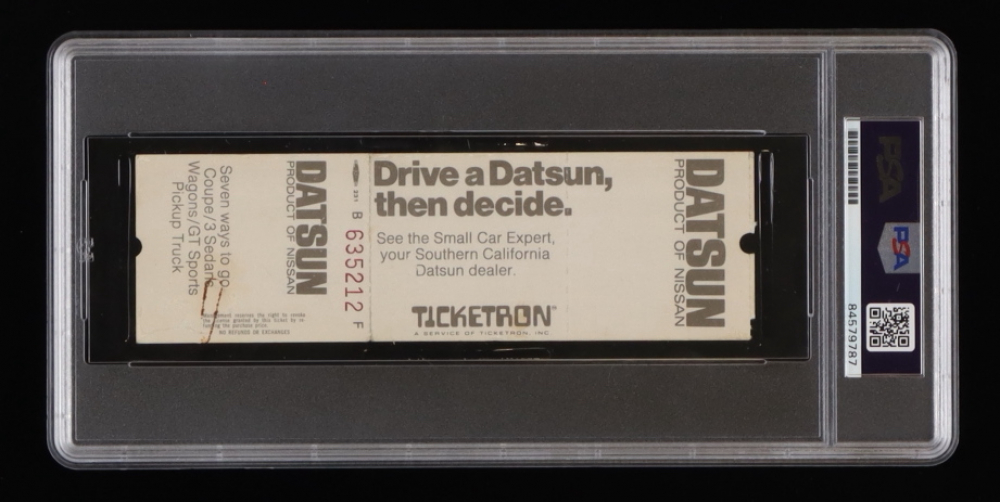 Jerry West Signed 1972 Lakers Ticket Inscribed