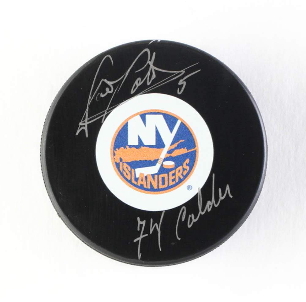 Denis Potvin Signed Islanders Logo Hockey Puck Inscribed "74 Colder" (COJO) at PristineAuction.com Denis Potvin Signed Islanders Logo Hockey Puck Inscribed "74 Colder" (COJO) at PristineAuction.com