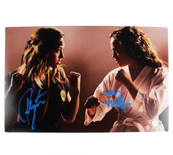 Mary Mouser & Peyton List Signed "Cobra Kai" 11x17 Photo (Beckett) at PristineAuction.com Mary Mouser & Peyton List Signed "Cobra Kai" 11x17 Photo (Beckett) at PristineAuction.com