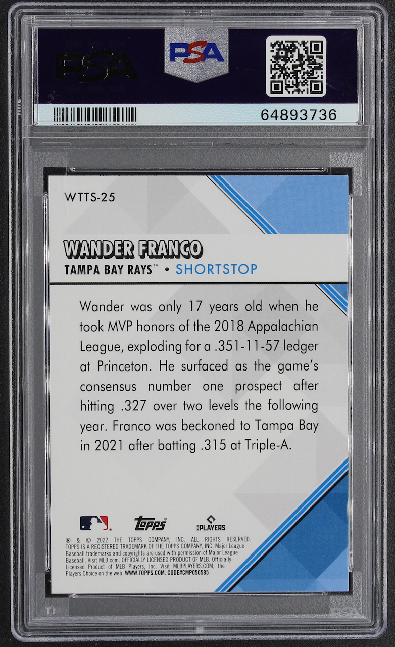 Wander Franco 2022 Topps Welcome to the Show #WTTS25 RC (PSA 10) at PristineAuction.com Wander Franco 2022 Topps Welcome to the Show #WTTS25 RC (PSA 10) at PristineAuction.com