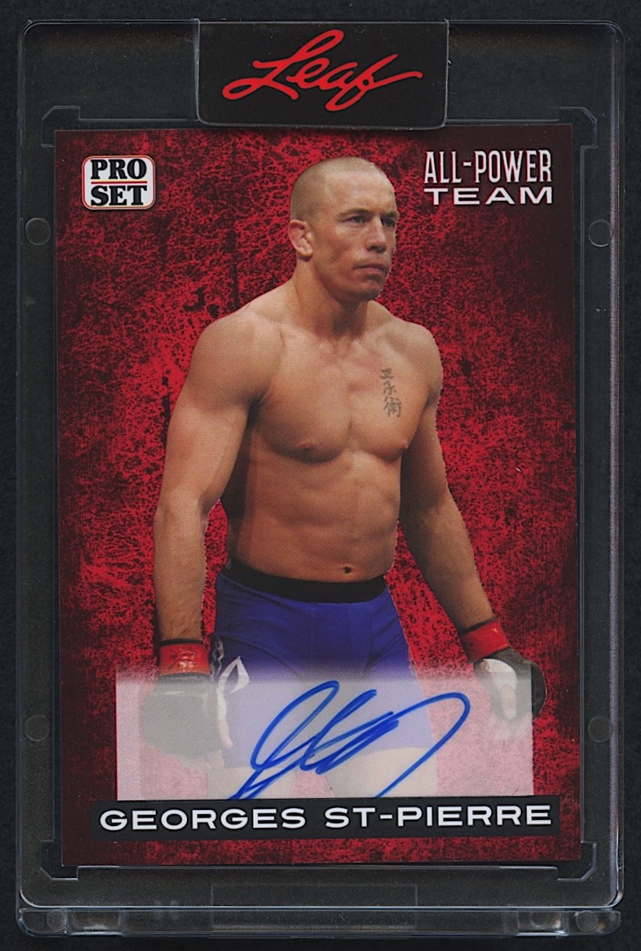 Georges St-Pierre 2022 Leaf Pro Set #APT-GSP 'All Power Team' Autograph at PristineAuction.com Georges St-Pierre 2022 Leaf Pro Set #APT-GSP 'All Power Team' Autograph at PristineAuction.com