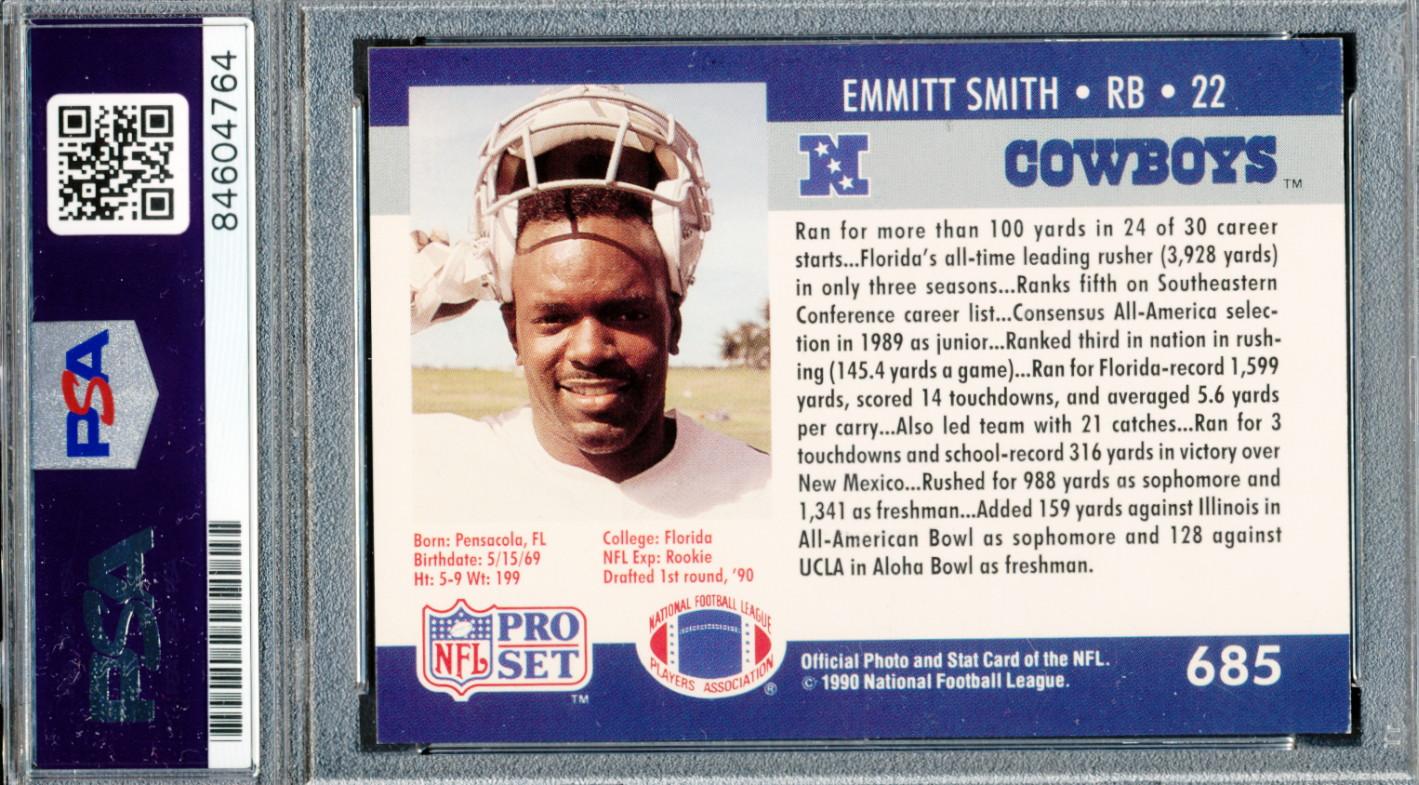 Emmitt Smith Signed 1990 Pro Set #685 RC (PSA) at PristineAuction.com Emmitt Smith Signed 1990 Pro Set #685 RC (PSA) at PristineAuction.com
