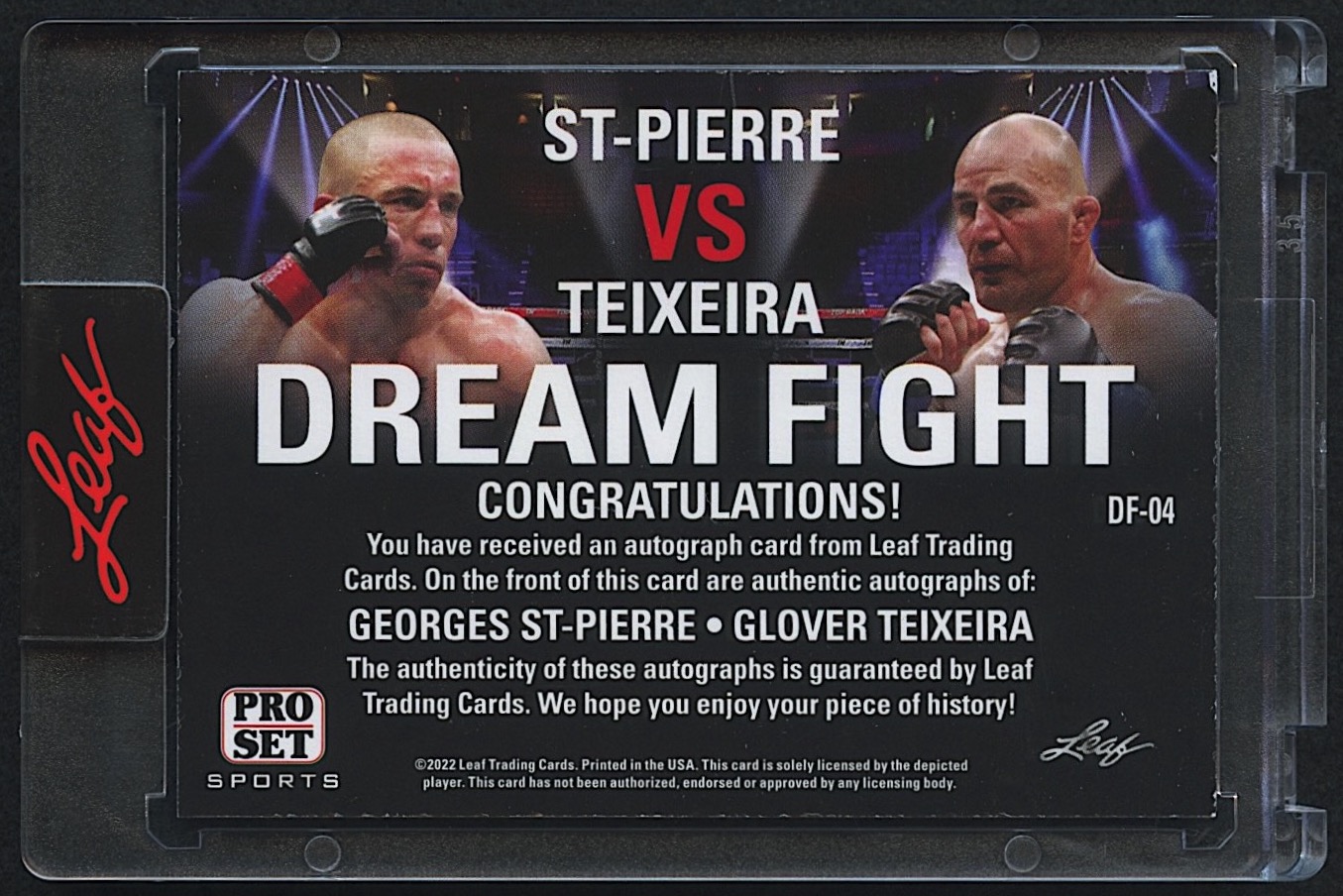Georges St-Pierre / Glover Teixeira 2022 Leaf Pro Set 'Dream Fight' #DF-04 Autograph at PristineAuction.com Georges St-Pierre / Glover Teixeira 2022 Leaf Pro Set 'Dream Fight' #DF-04 Autograph at PristineAuction.com