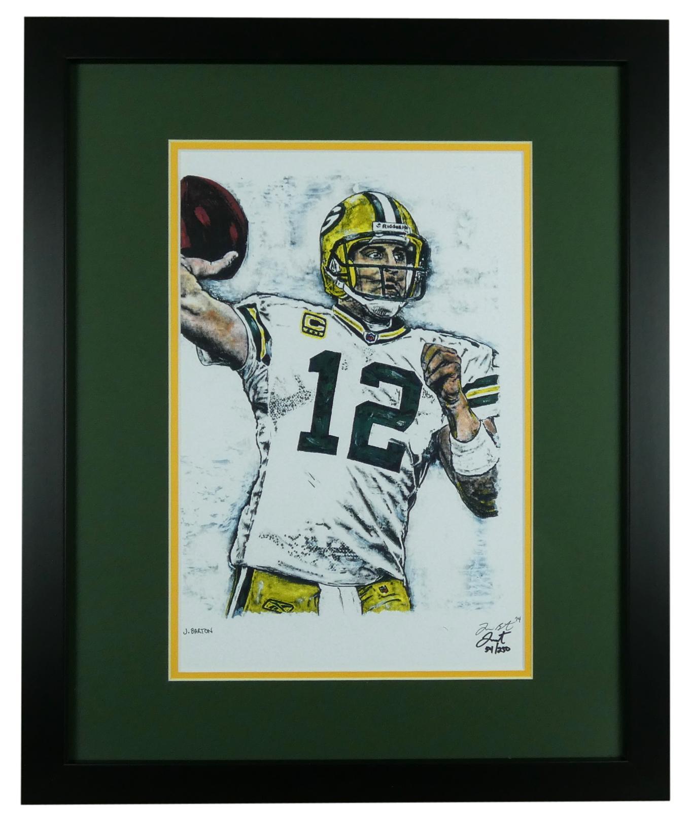 Joshua Barton Signed Aaron Rodgers Packers LE Custom Framed Lithograph (PA) at PristineAuction.com Joshua Barton Signed Aaron Rodgers Packers LE Custom Framed Lithograph (PA) at PristineAuction.com