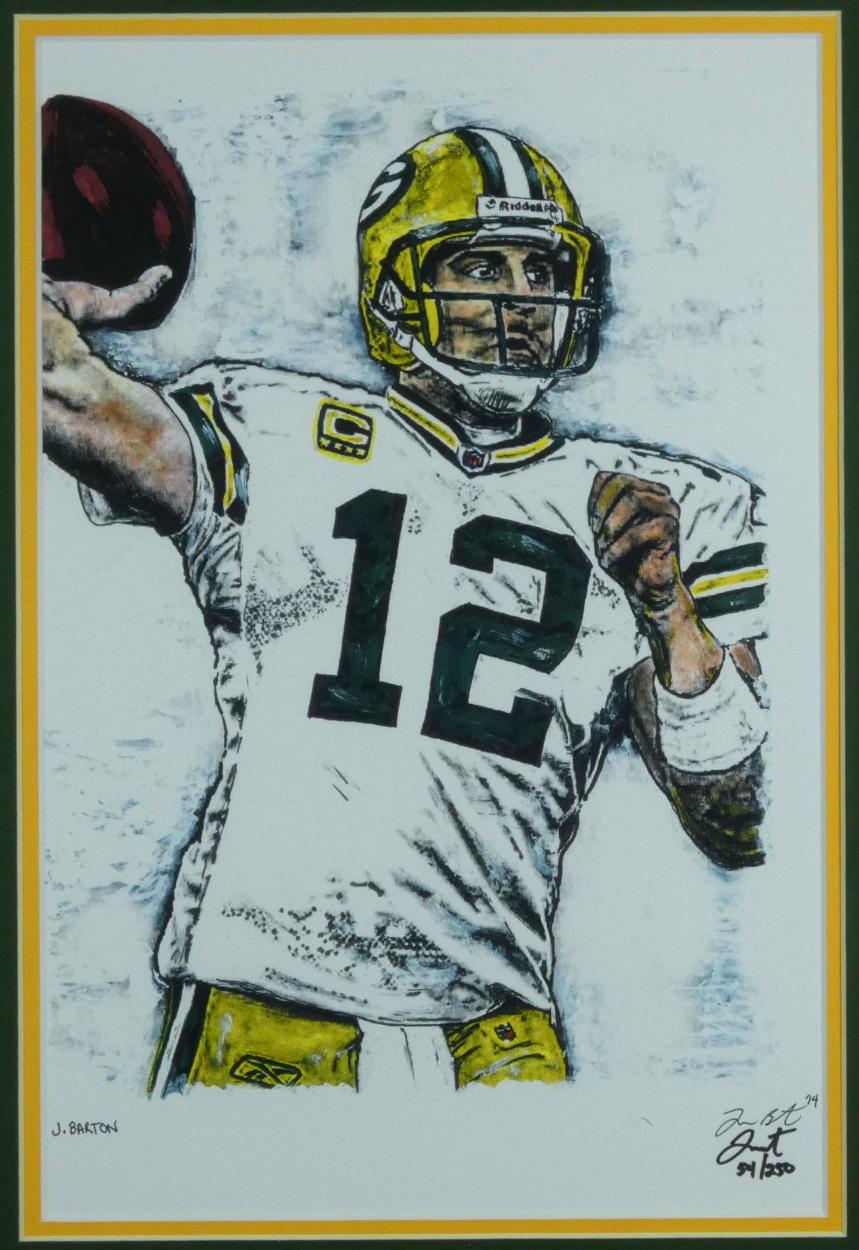 Joshua Barton Signed Aaron Rodgers Packers LE Custom Framed Lithograph (PA) at PristineAuction.com Joshua Barton Signed Aaron Rodgers Packers LE Custom Framed Lithograph (PA) at PristineAuction.com