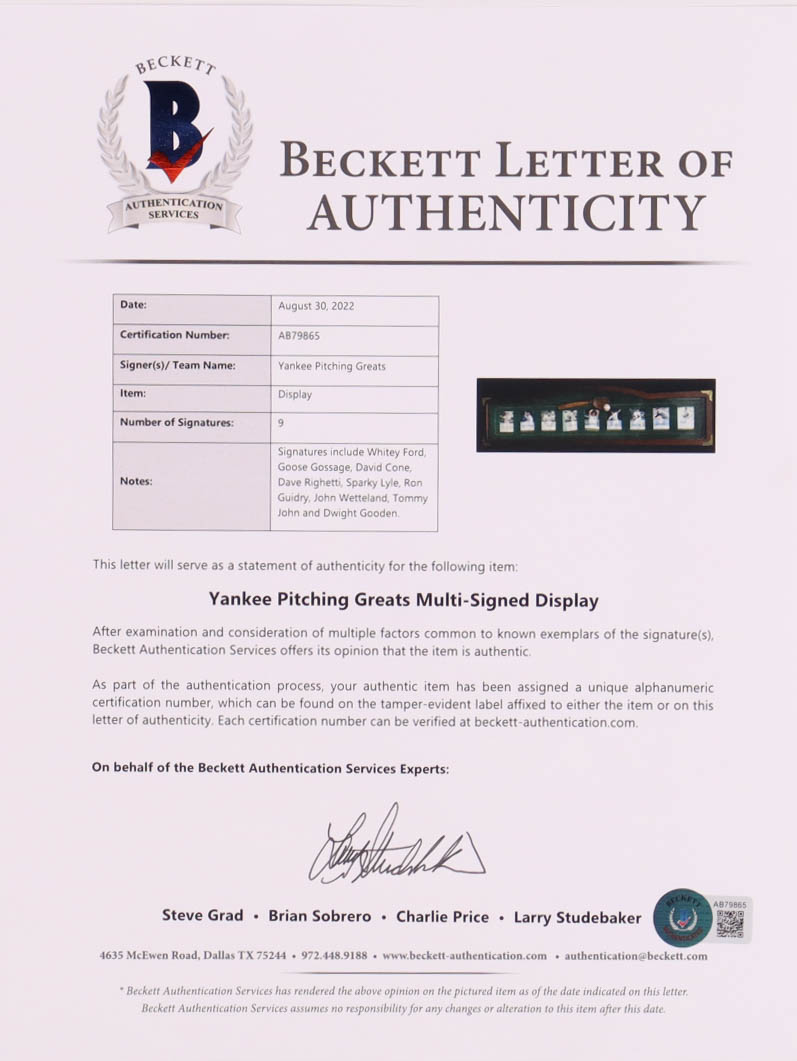 2004 UD Yankees Classic Scripts Set of (9) Custom Framed Baseball Cards with Whitey Ford #68, Goose Gossage #26, Dwight Gooden #18, Sparky Lyle #60 (Beckett) at PristineAuction.com 2004 UD Yankees Classic Scripts Set of (9) Custom Framed Baseball Cards with Whitey Ford #68, Goose Gossage #26, Dwight Gooden #18, Sparky Lyle #60 (Beckett) at PristineAuction.com