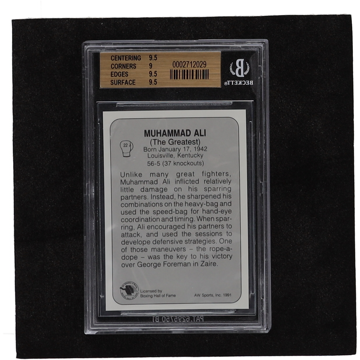 Ali Ror 22 Muhammad Ali 1991 All World #22 Ali Bonus Card #2 (BGS 9.5) | Pristine ...