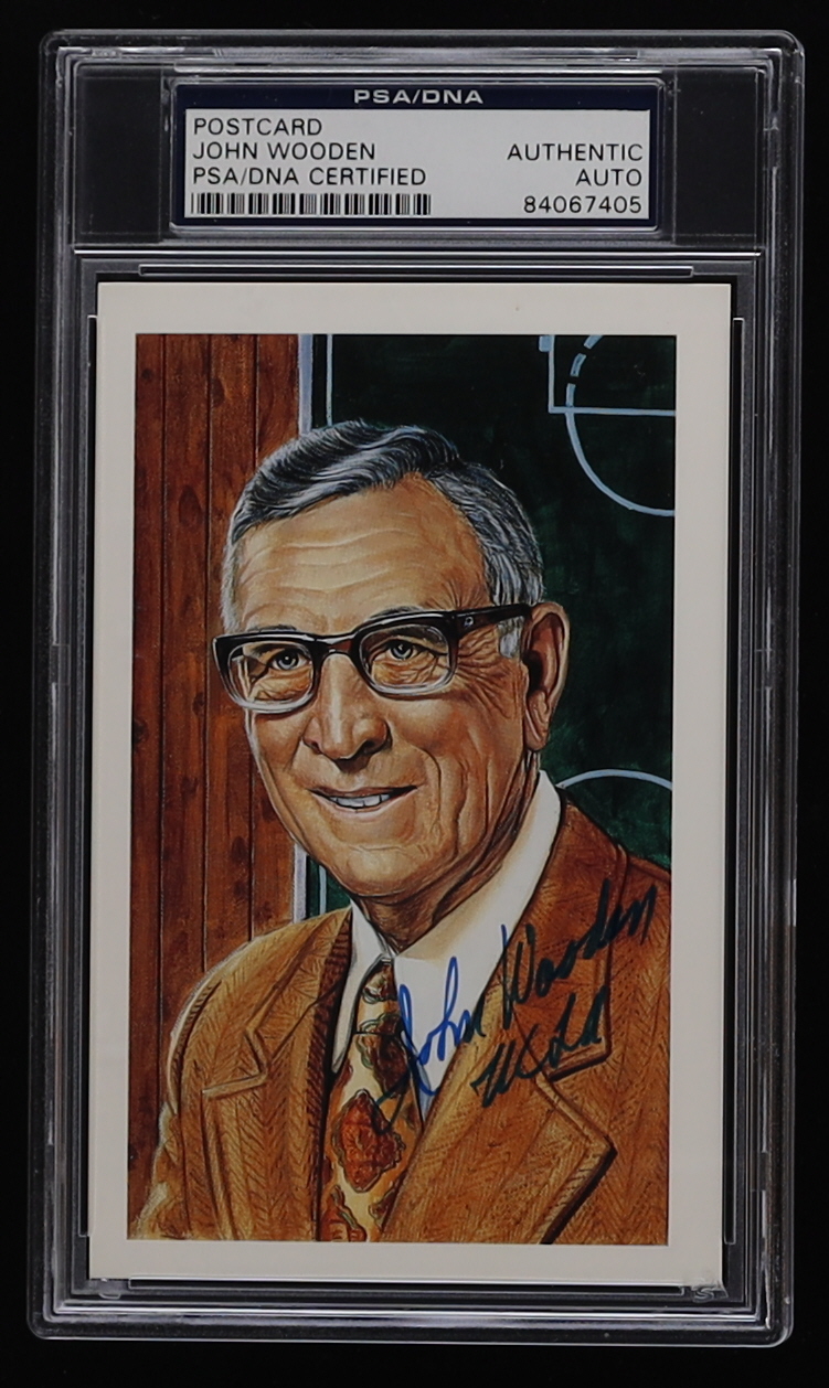 John Wooden Signed LE Post Card (PSA) at PristineAuction.com John Wooden Signed LE Post Card (PSA) at PristineAuction.com