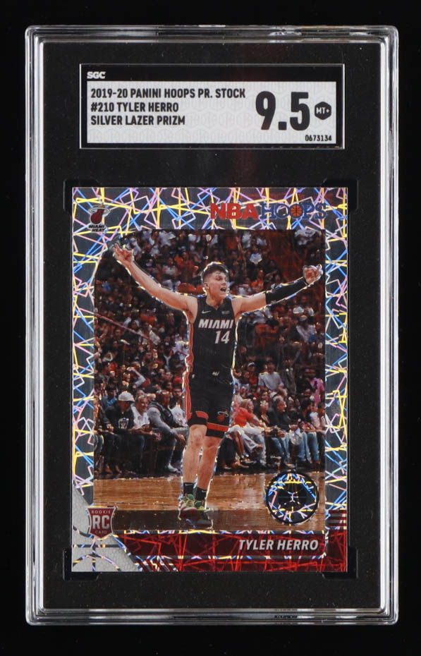 Tyler Herro 2019-20 Hoops Premium Stock Prizms Silver Laser #210 RC (SGC 9.5) at PristineAuction.com Tyler Herro 2019-20 Hoops Premium Stock Prizms Silver Laser #210 RC (SGC 9.5) at PristineAuction.com
