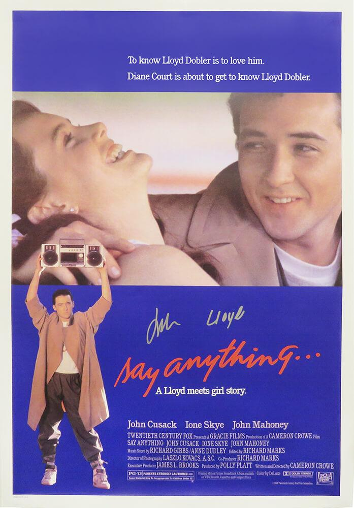 John Cusack Signed "Say Anything" 27x40 Movie Poster Inscribed "Lloyd