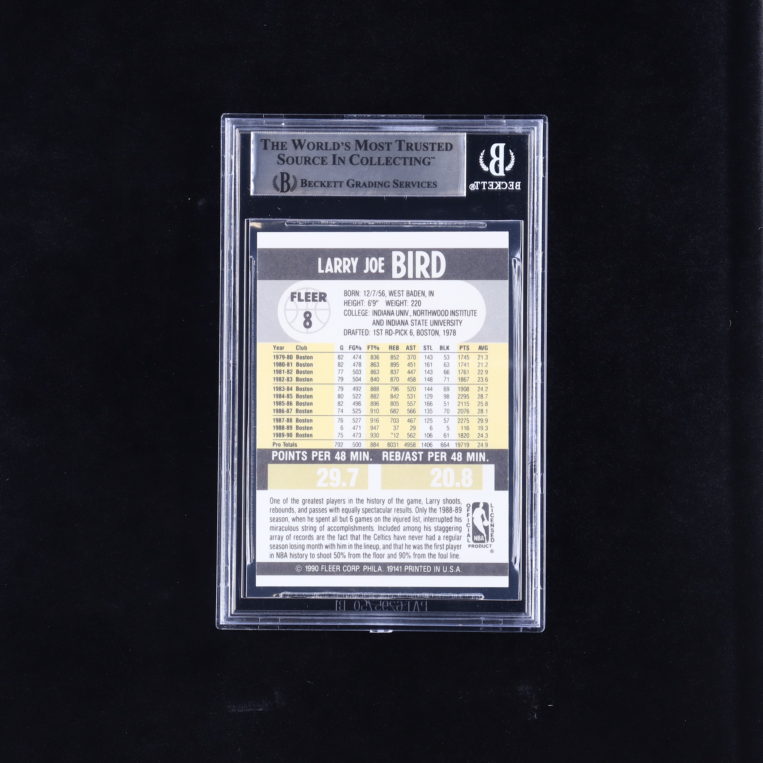 Larry Bird Signed 1990-91 Fleer #8 (BGS) at PristineAuction.com Larry Bird Signed 1990-91 Fleer #8 (BGS) at PristineAuction.com